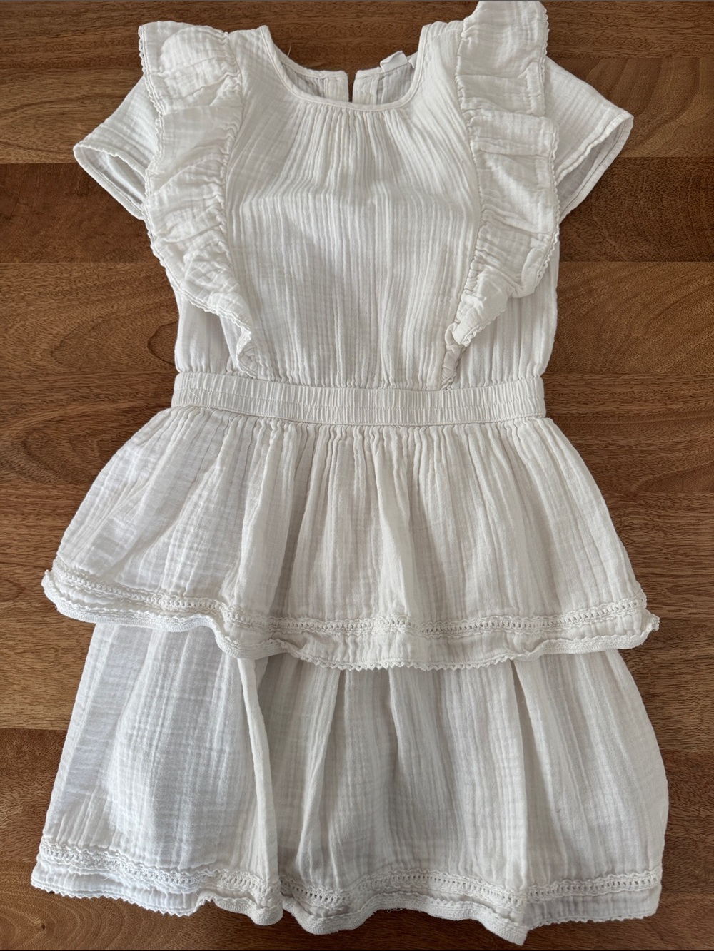 GAP White Ruffle Tiered Cotton Dress